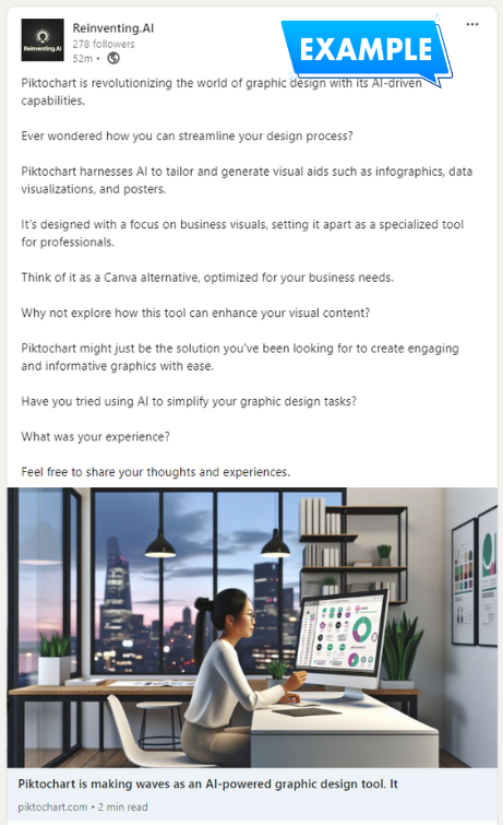 AI generated LinkedIn Post example